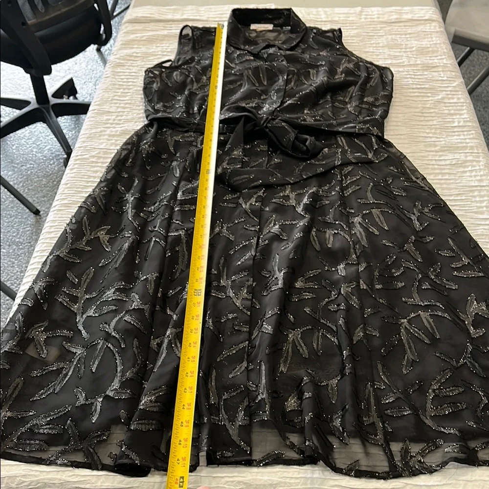 Calvin Klein dress cocktail women’s black Textured Fabric size 14 elegant flow - Picture 9 of 13